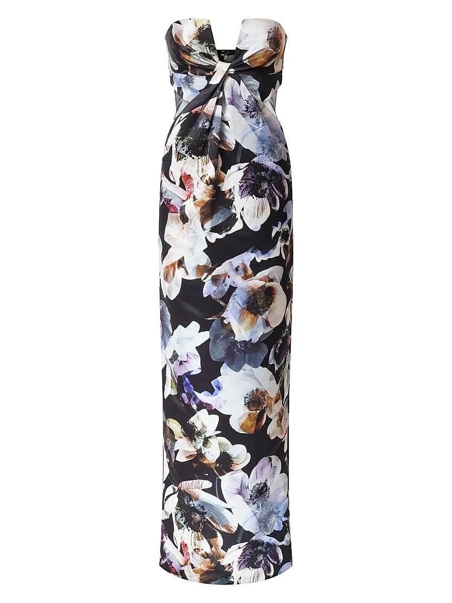 Women's Roslyn Floral Strapless Column Gown - Secret Garden Print - Size 2
