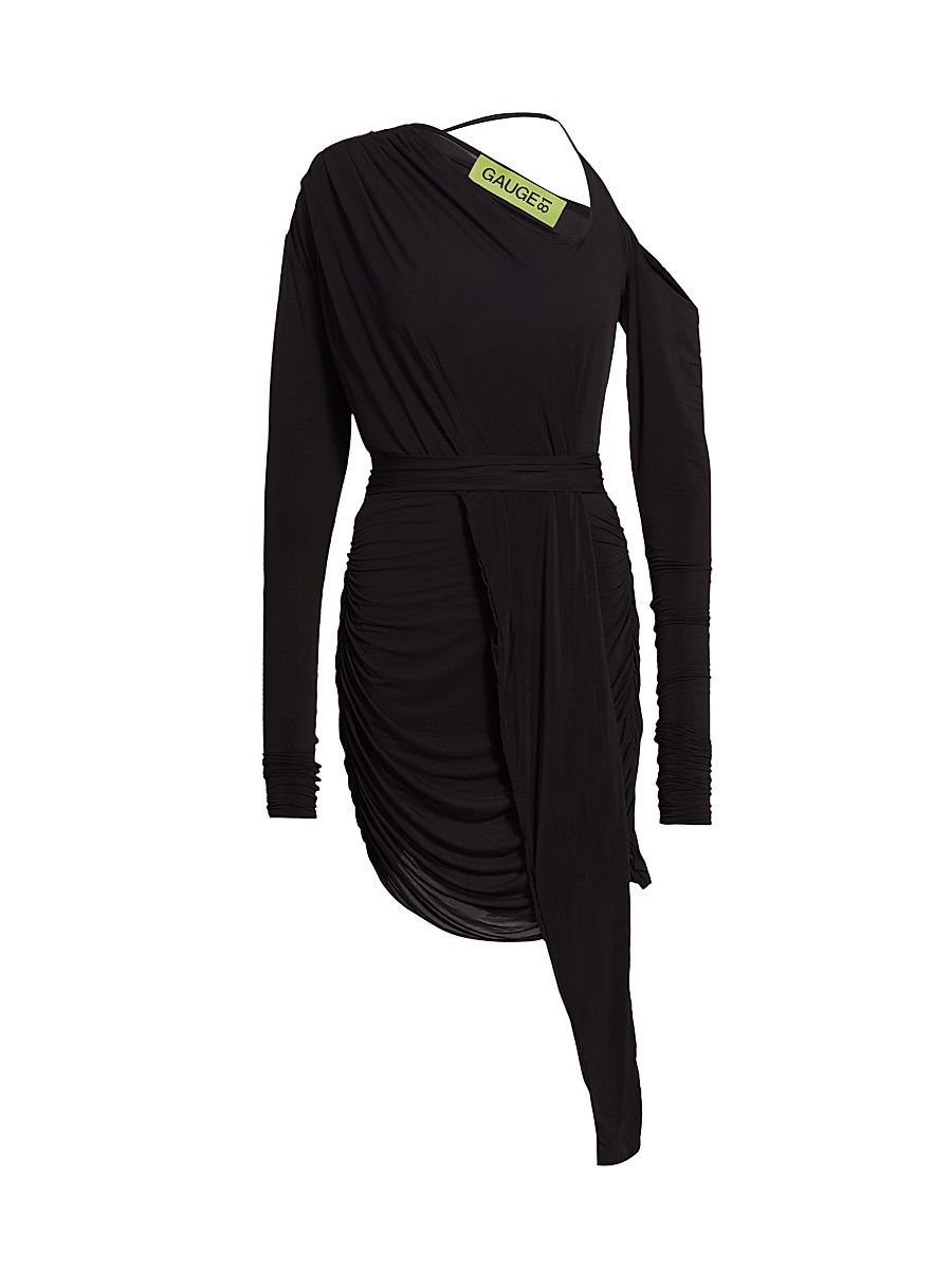Women's Asimi Draped Asymmetric Minidress - Black - Size XXL