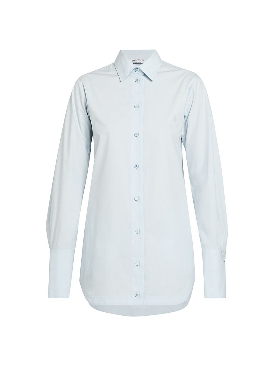 Women's Cotton Poplin Mini Shirtdress - Baby Blue - Size 0