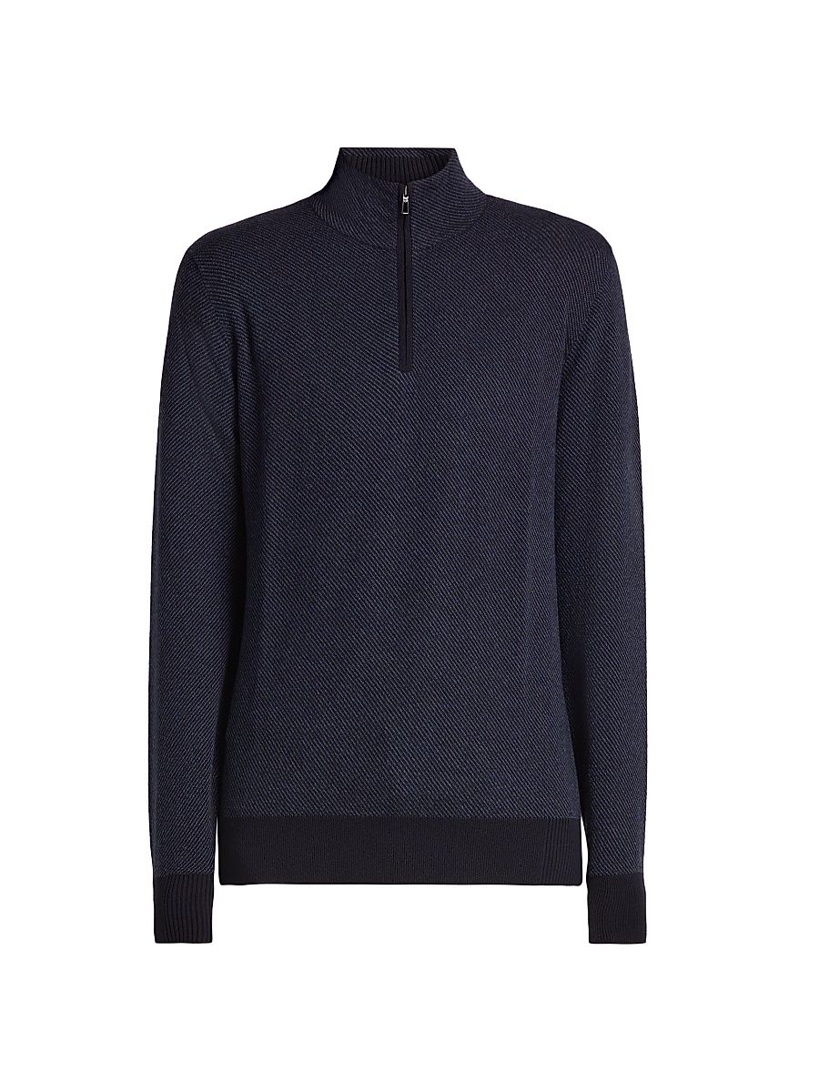 Men's Roadster Cashmere Half Zip Sweater - Navy Blue - Size 48