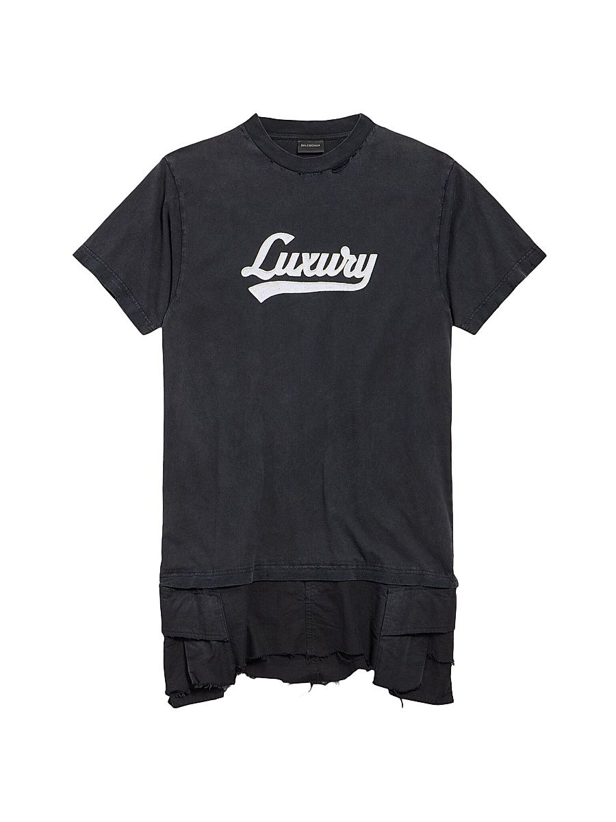 Women's Luxury Script Hybrid T Shirt Cargo Dress - Black - Size XS