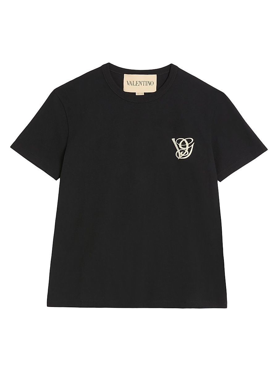 Men's Cotton T-Shirt with VG Patch - Black - Size XS