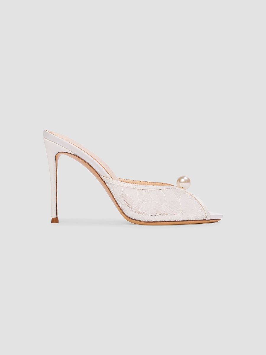 Women's Sadie 100MM Lace Sandals - Ivory Lace - Size 12