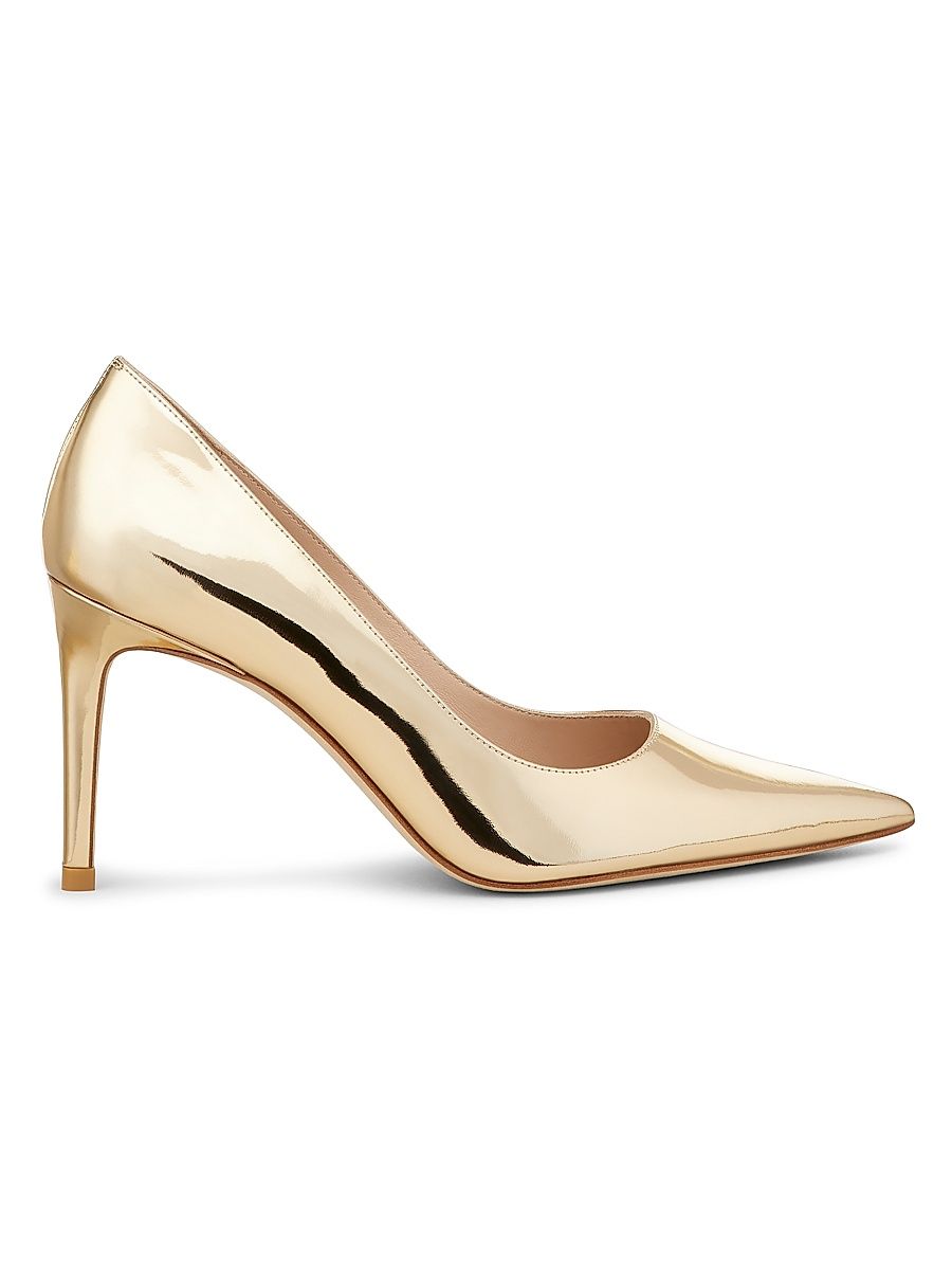 Women's Stuart Power 85 85MM Metallic Leather Pumps - Gold - Size 9