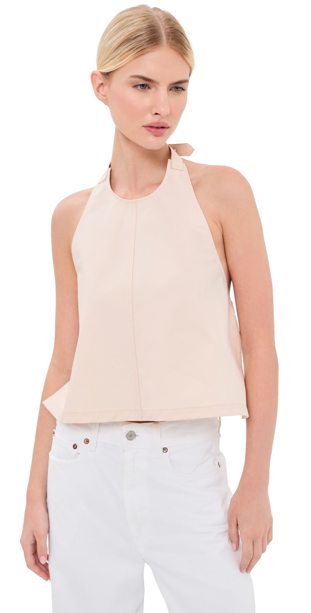 WARDROBE. NYC Clean Backless Halter Top Dove M
