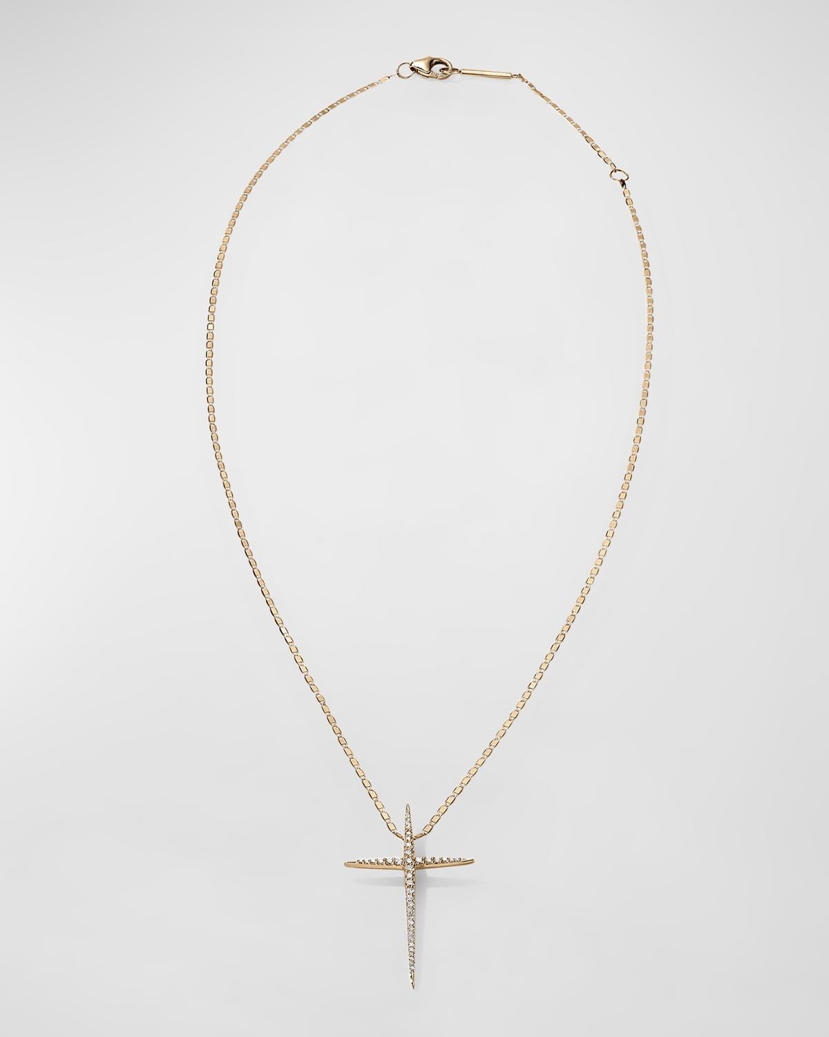 14K Gold Flawless Skinny Pointed Cross Pendant Necklace