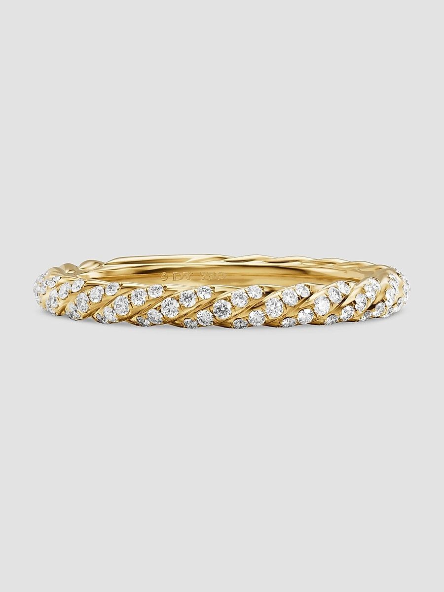 Women's Petite Pave Band Ring in 18K Yellow Gold - Gold - Size 7