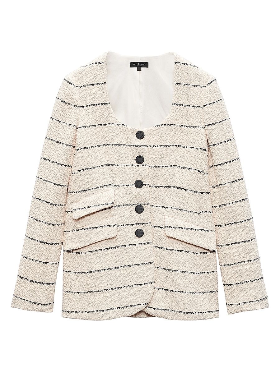 Women's Roslyn Tweed Blazer - Creme - Size 12