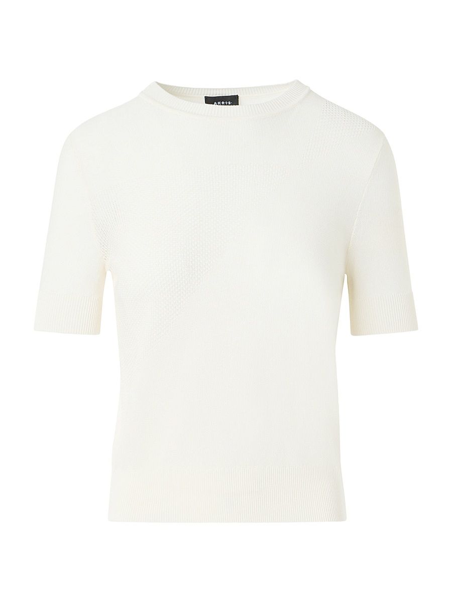 Women's Knit Silk-Cotton Top - Ecru - Size 12