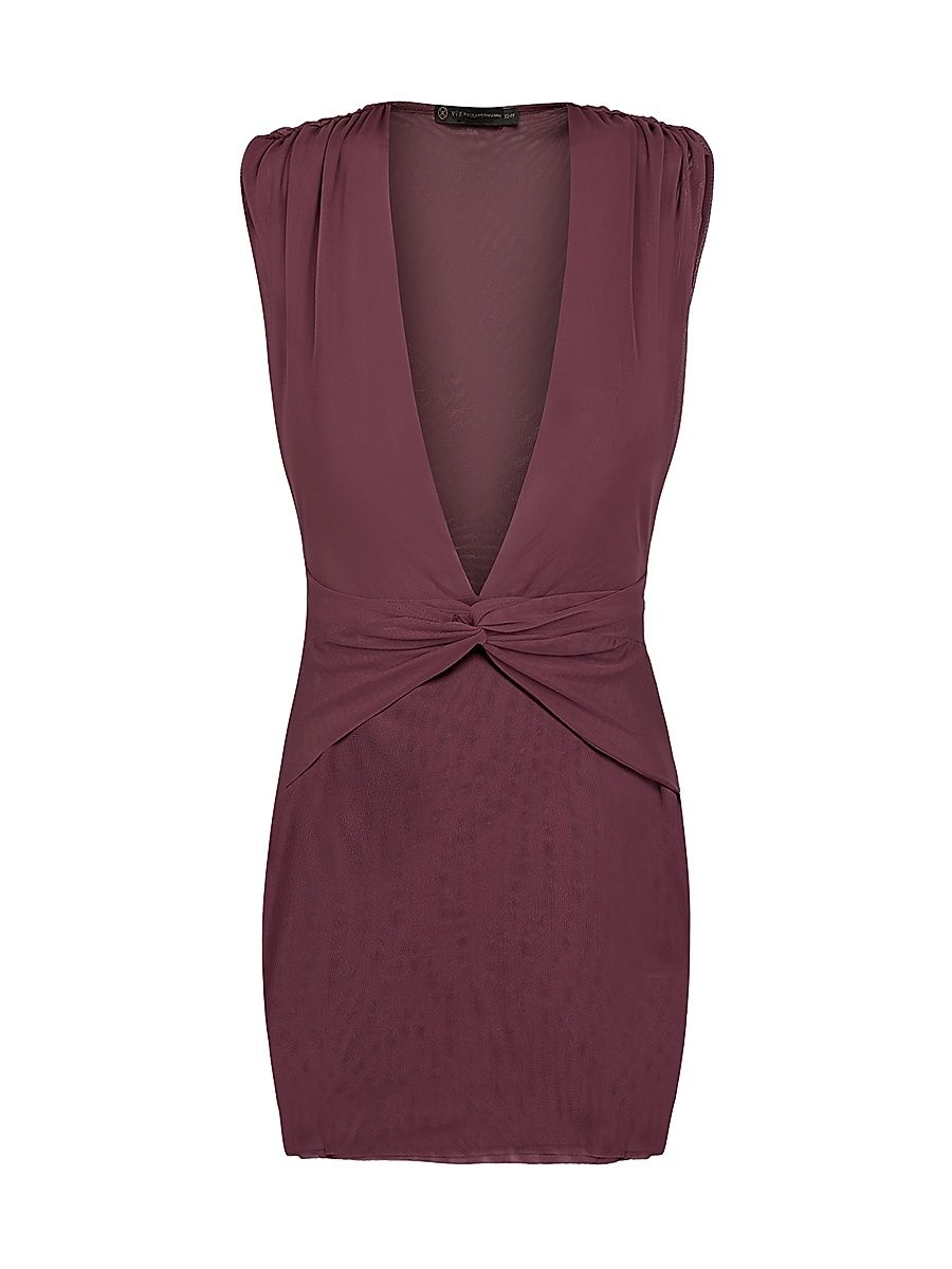 Women's Cindy Gathered Minidress - Purple - Size Medium