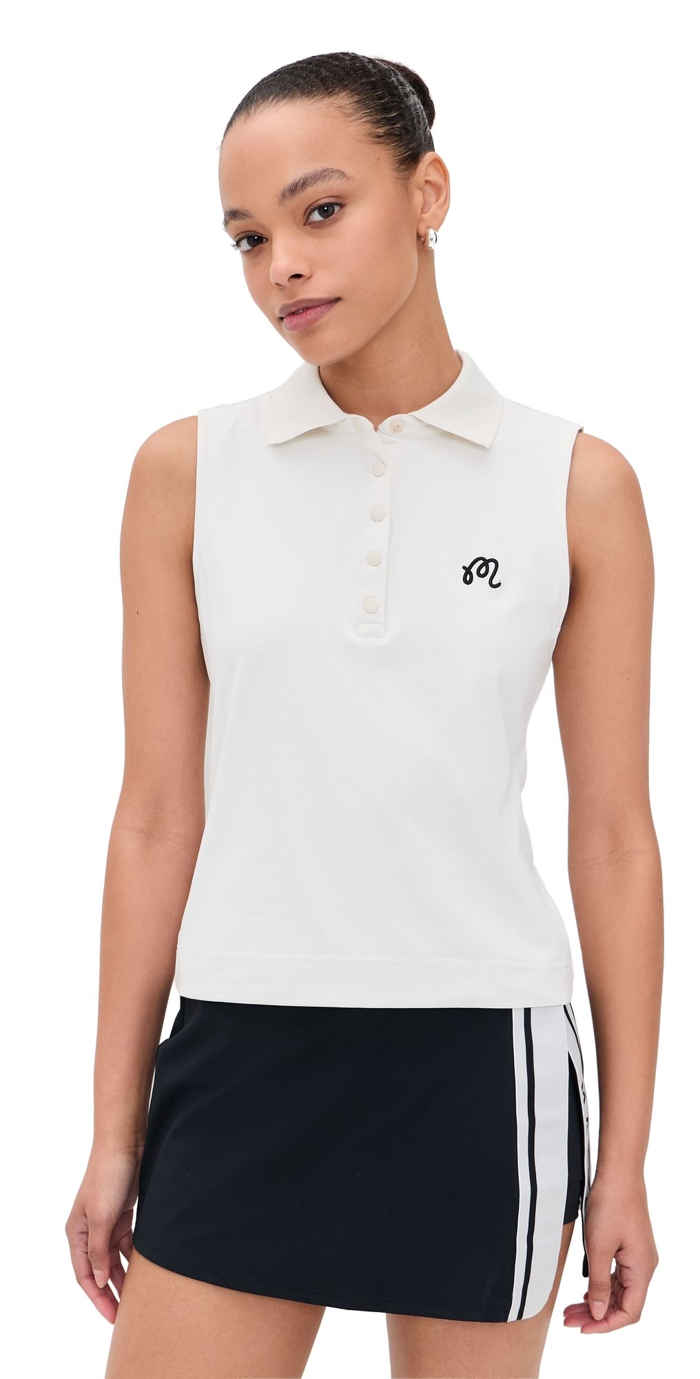 Malbon Golf Claudia Polo Top White/White S