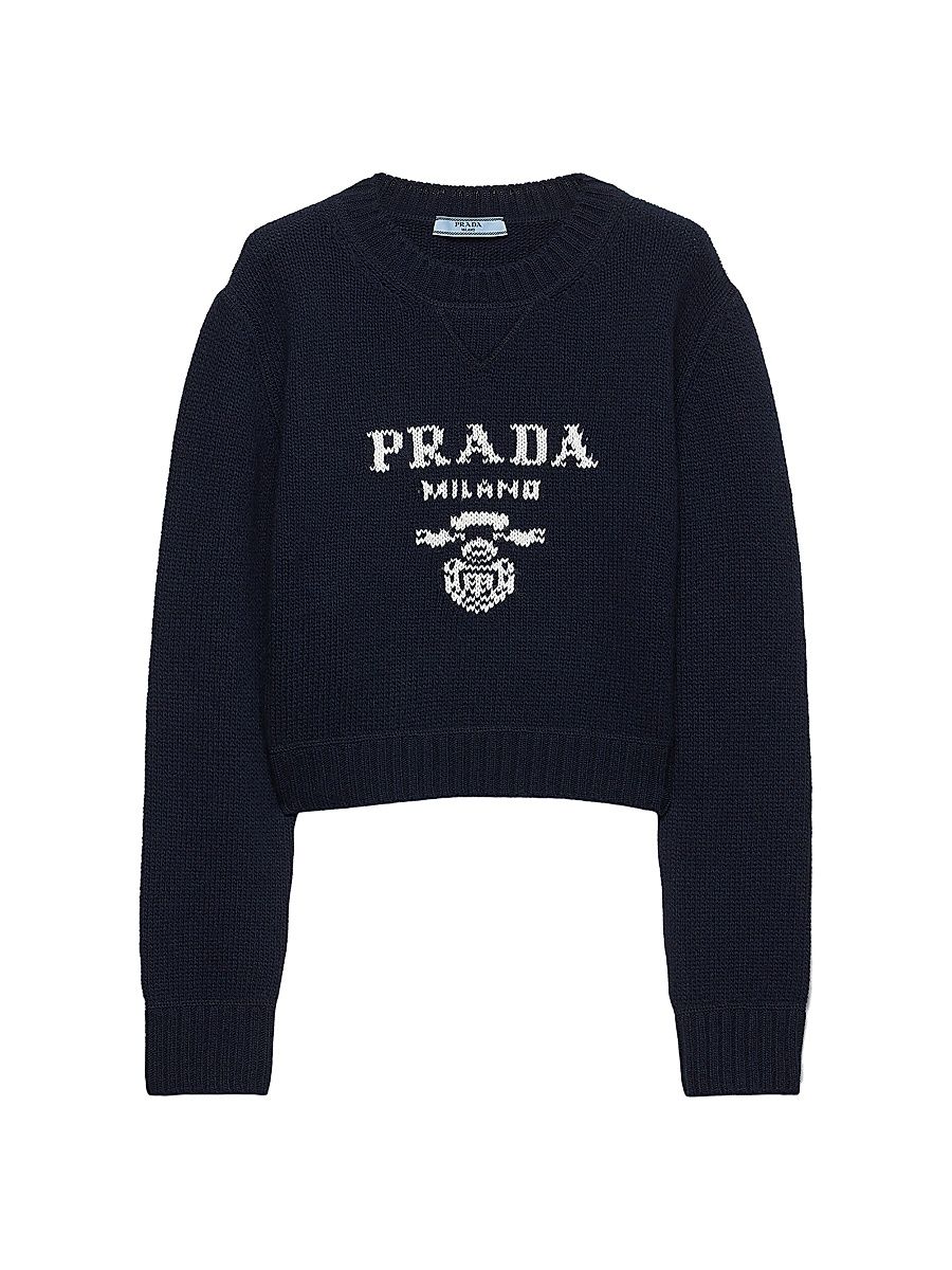 Women's Wool and Cashmere Crewneck Sweater - Blue - Size 6