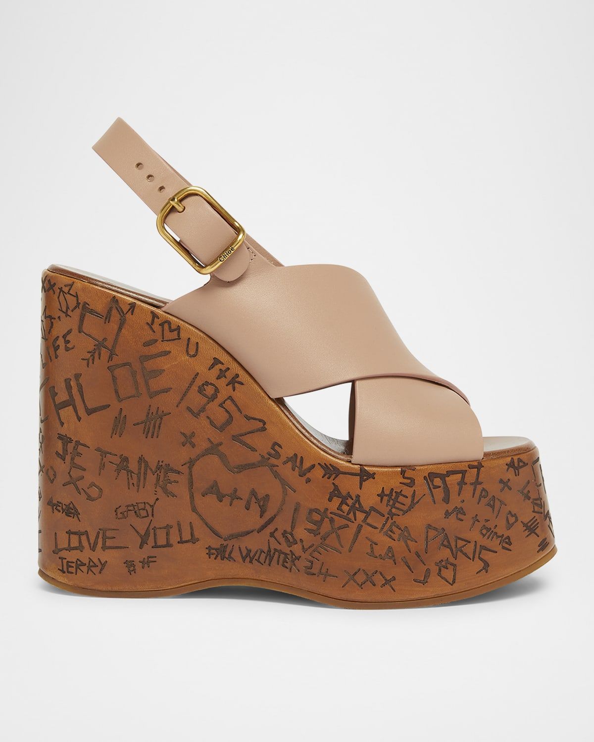 Maxime Leather Crisscross Platform Wedges
