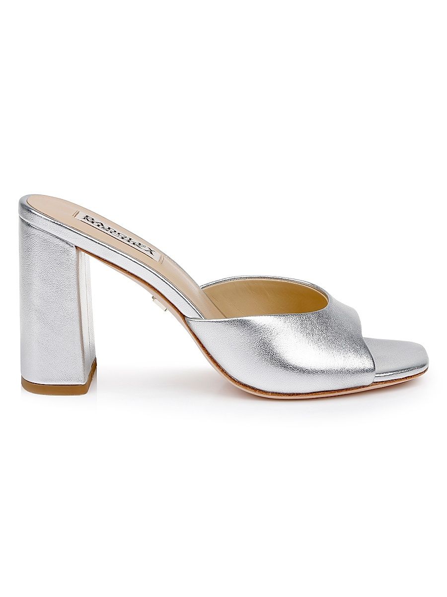 Women's Cadence Leather Mules - Silver - Size 10