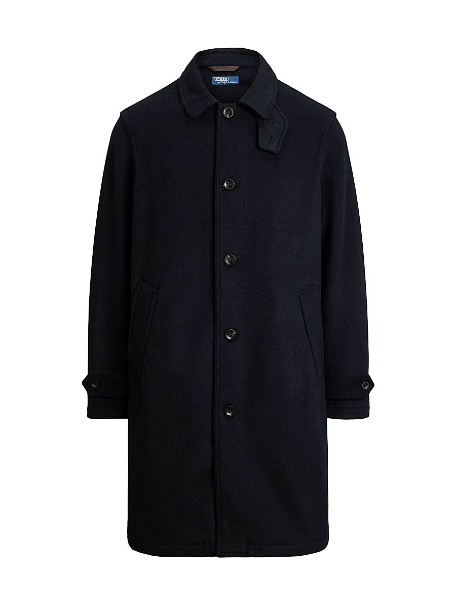 Men's Double-Face Wool-Blend Overcoat - Collection Navy - Size XL