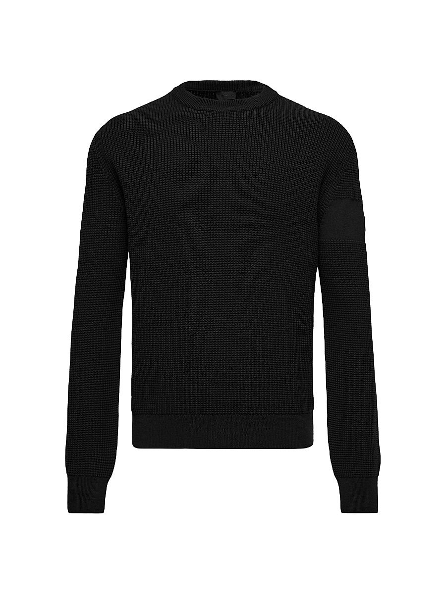 Men's Crew Neck Sweater in Wool - Black - Size XXL