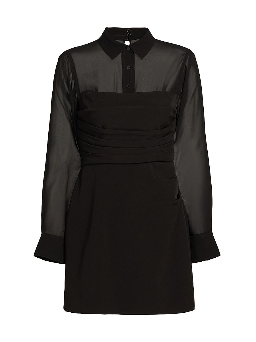 Women's Whitley Chiffon & Crêpe Shirtdress - Black - Size 4