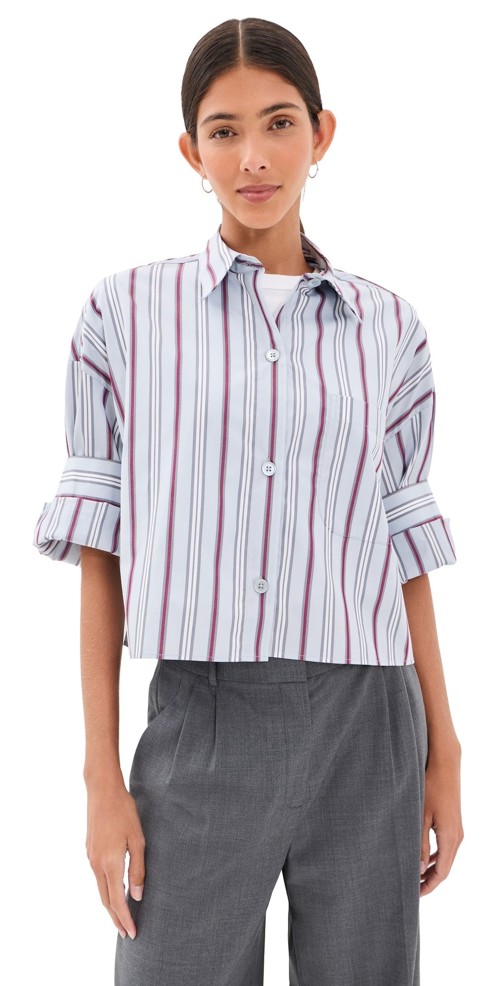 TWP Next Ex Button Down Shirt Light Grey Multi P