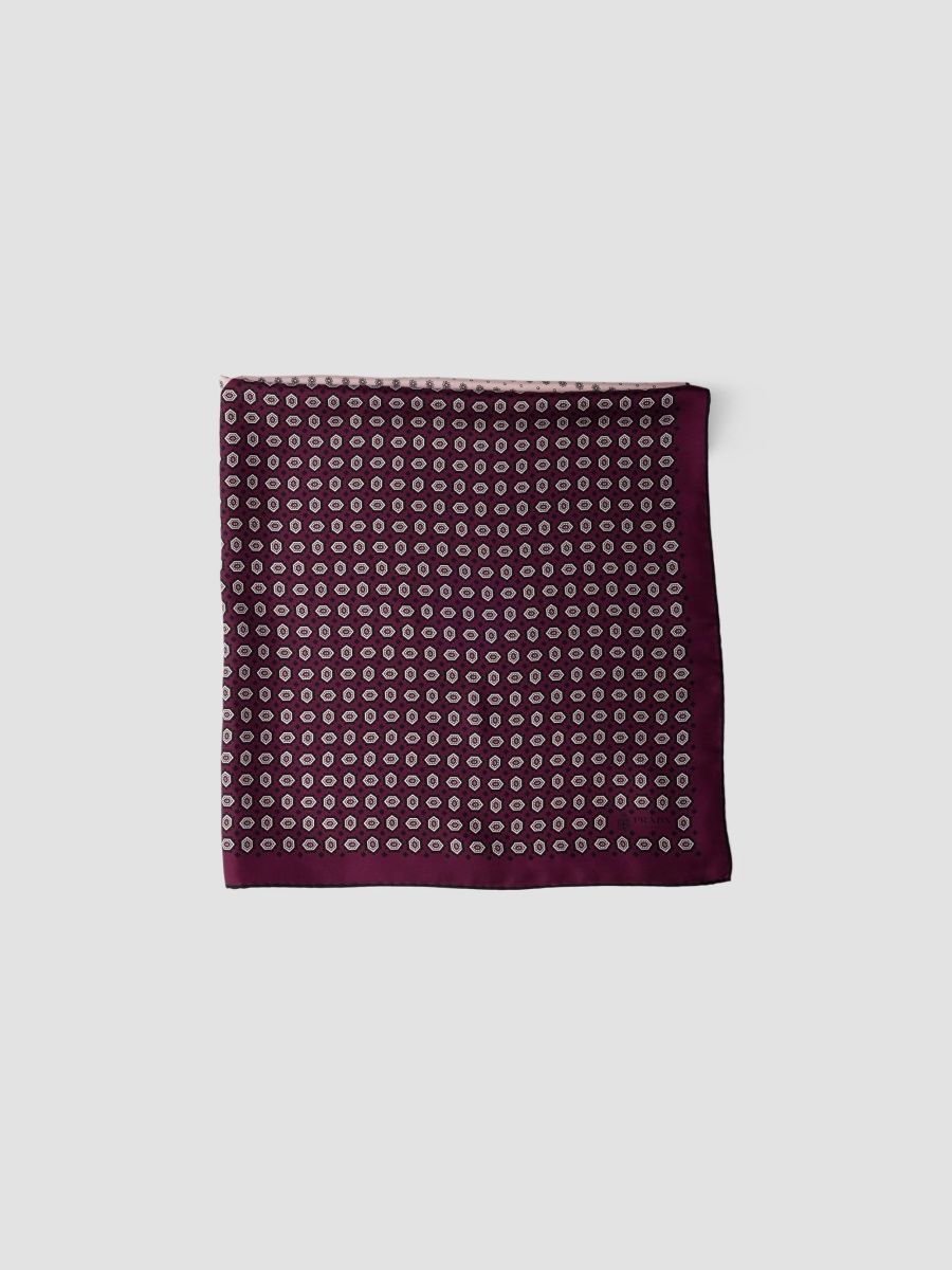 Prada Women's Printed Silk Twill Scarf - Dark Red