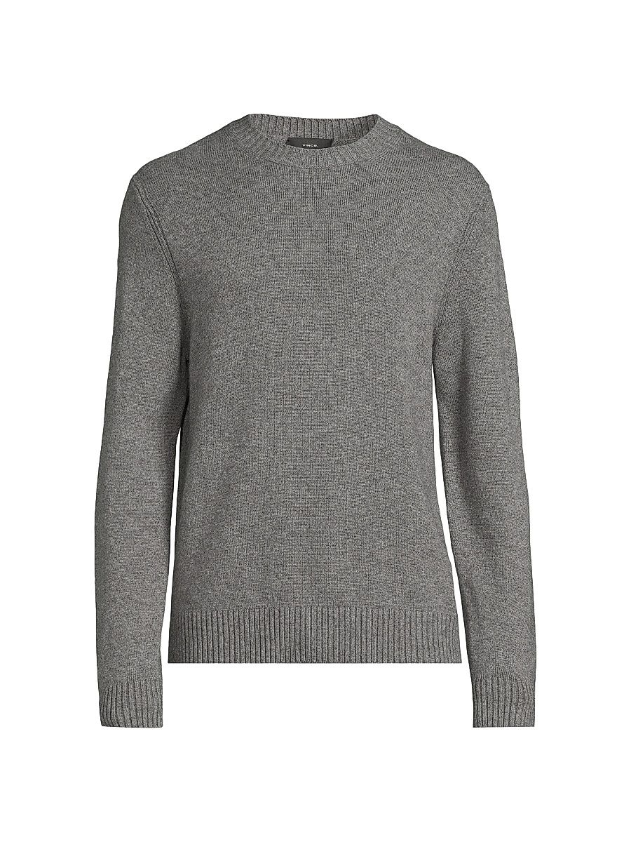 Men's Wool-Cashmere Crewneck Sweater - Medium Heather Grey - Size Small