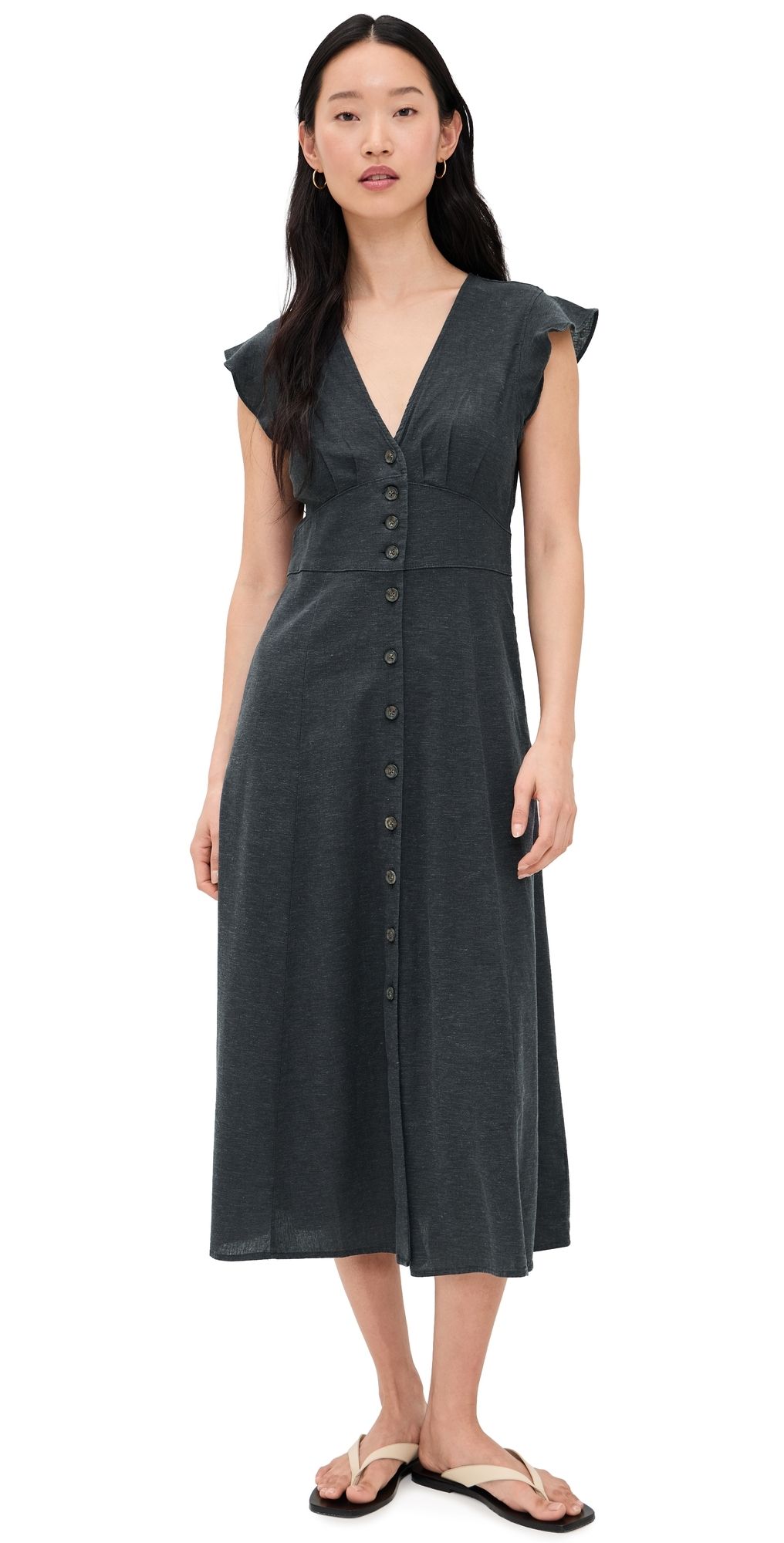Marine Layer Camila Midi Dress Black M