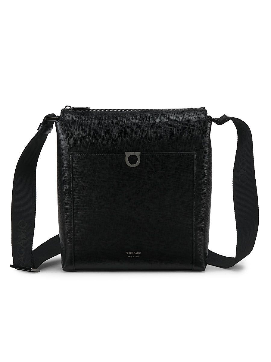Men's Trading Gancio Leather Crossbody Bag - Nero
