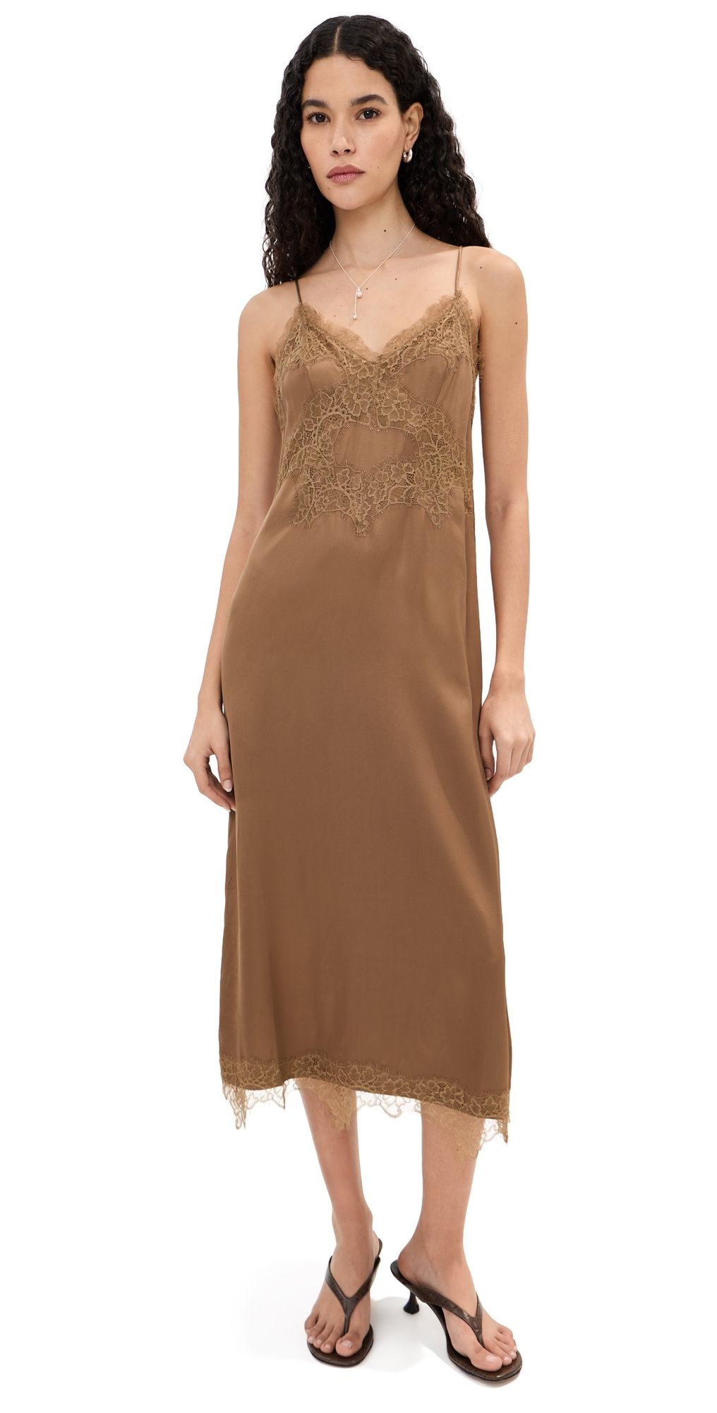 LE BOP Amara Satin Dress Hazelnut M