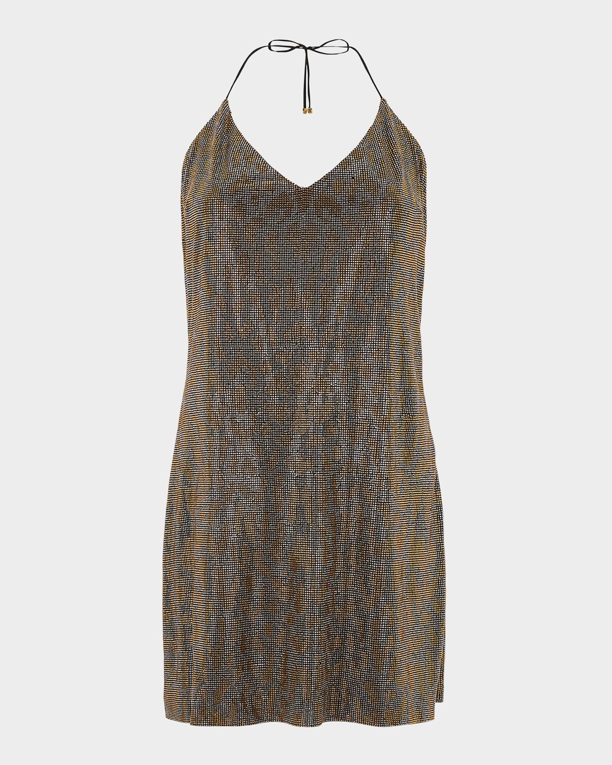 Jaguar Strass Halter Mini Slip Dress