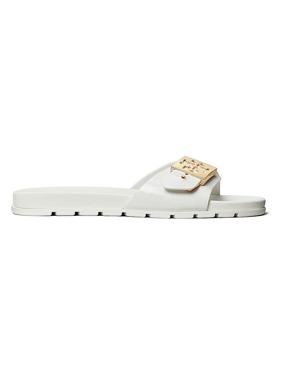 Women's Buckle Slides - White - Size 9 Sandals