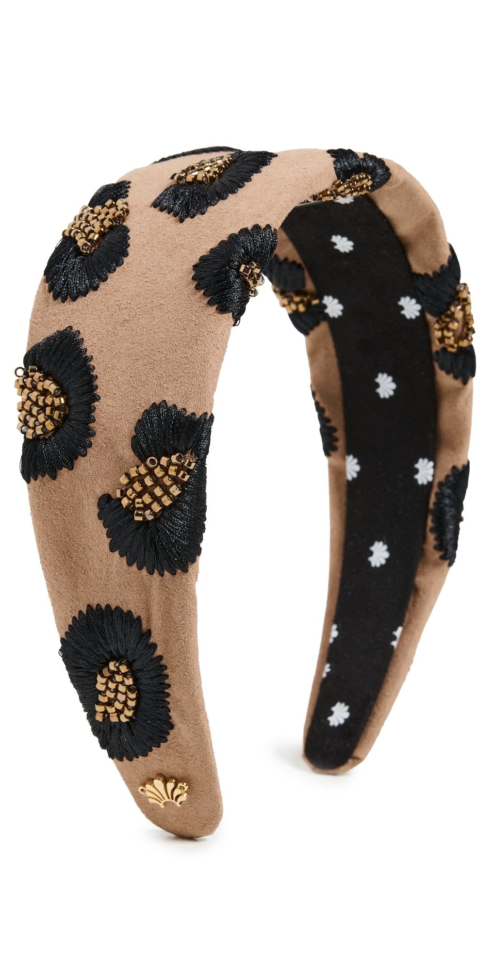 Lele Sadoughi Brigitte Leopard Embroidered Headband Espresso One Size