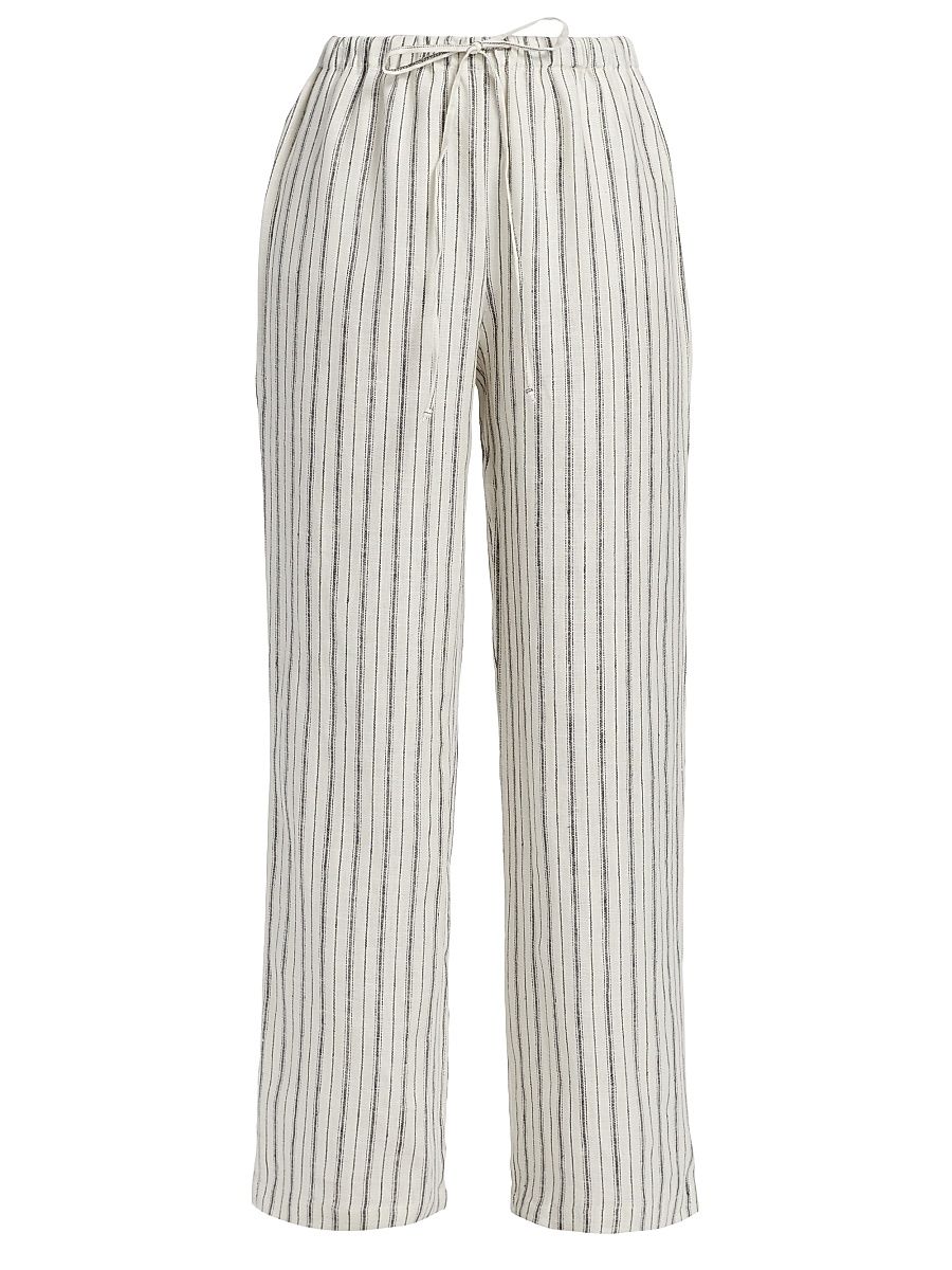 Women's Olina Linen Striped Pants - Elsie Stripe - Size Medium