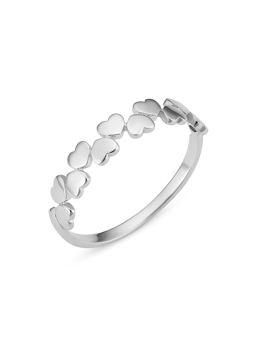 Women's 14K White Solid Gold Love Story Ring - White Gold - Size 7