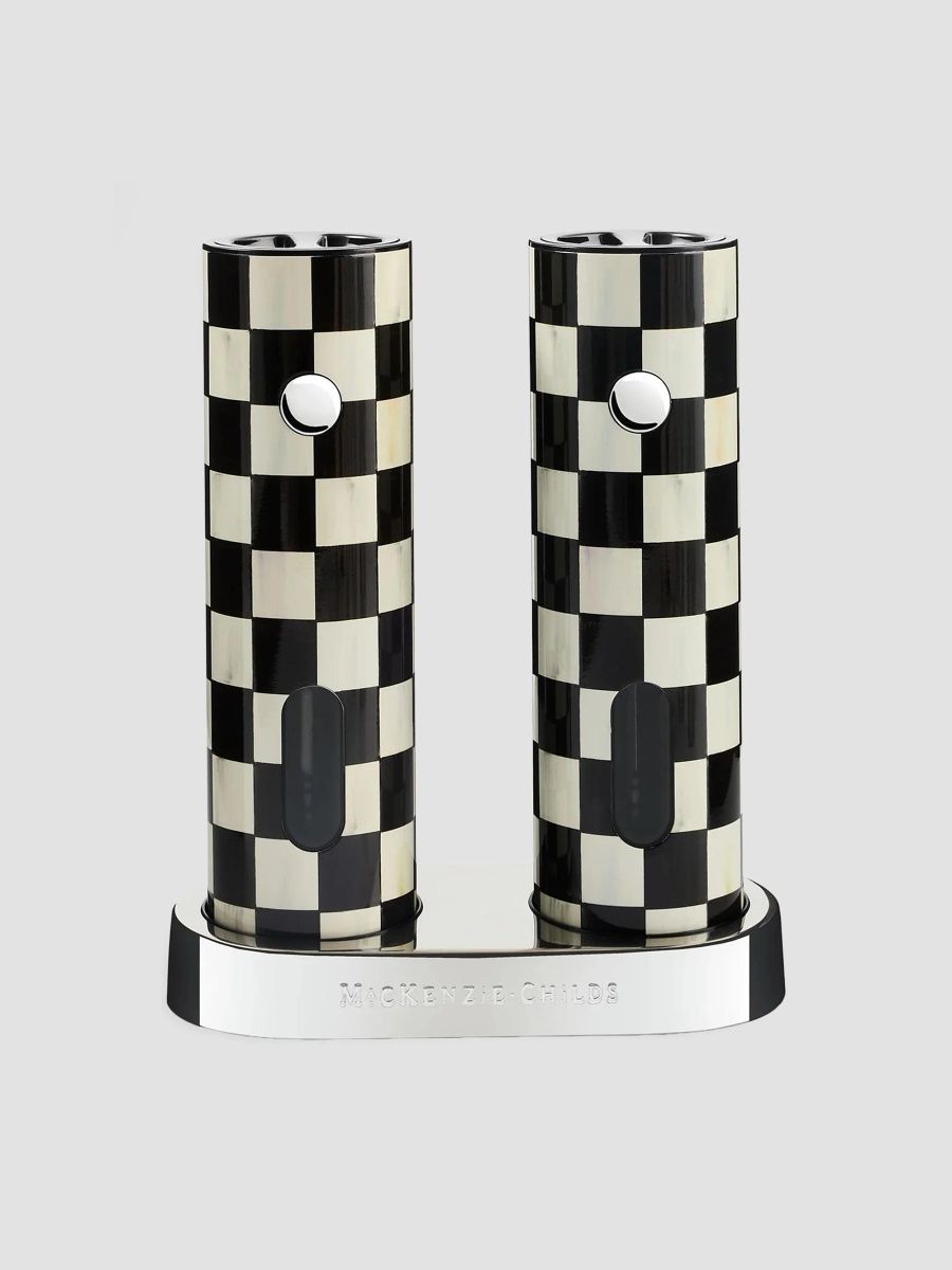 MacKenzie-Childs Courtly Check Electric Salt & Pepper Grinders