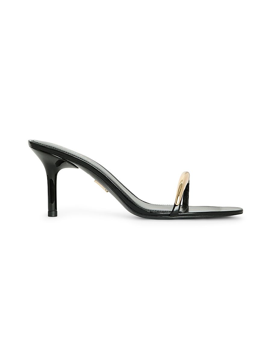 Women's Karli 75MM Leather Stiletto-Heel Sandals - Black - Size 9