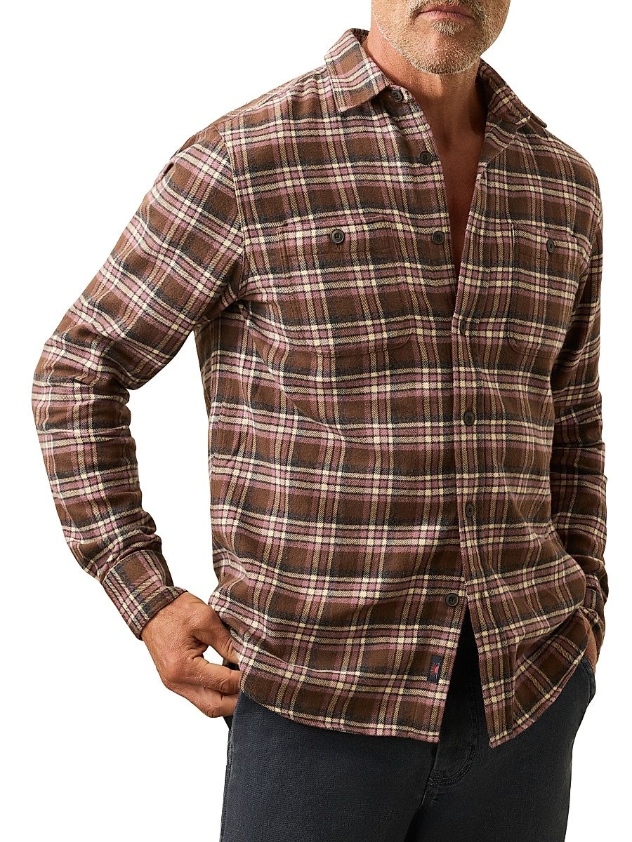 Men's Nazare Flannel Button-Front Shirt - Manta Rota Plaid - Size Medium