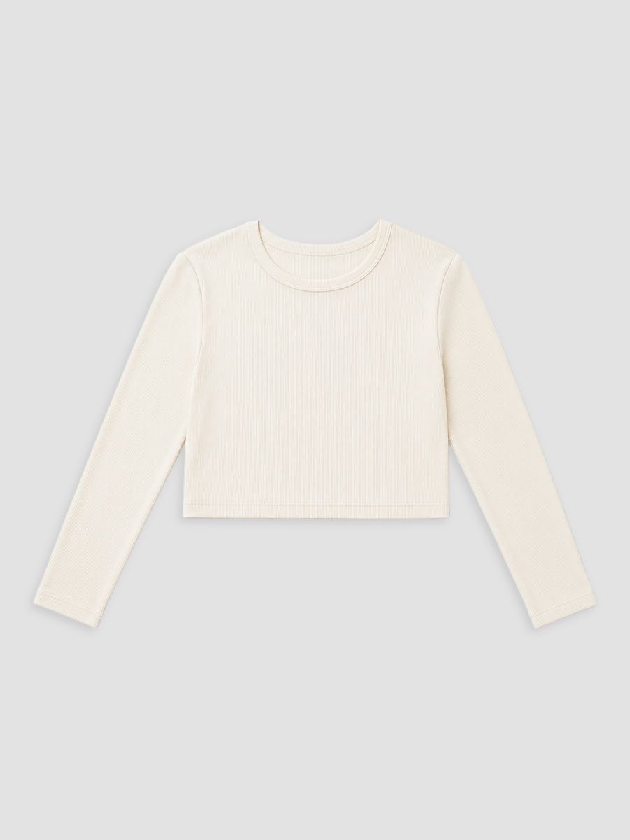 Theme Girl's Girl's Sloane Ballet Heart Cut-Out Ribbed Top - Cream - Size 5