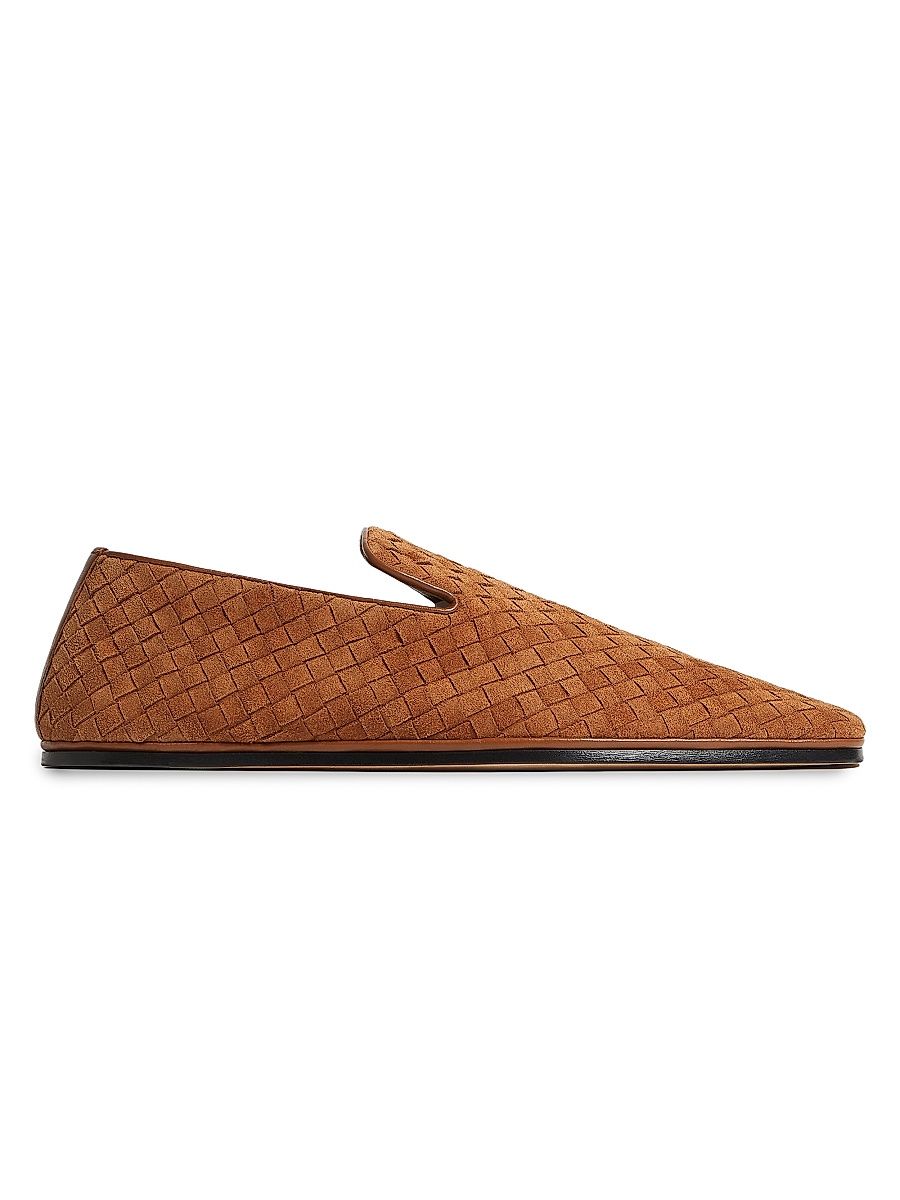 Men's Palazzo Intrecciato Suede Slippers - Tannin - Size 11