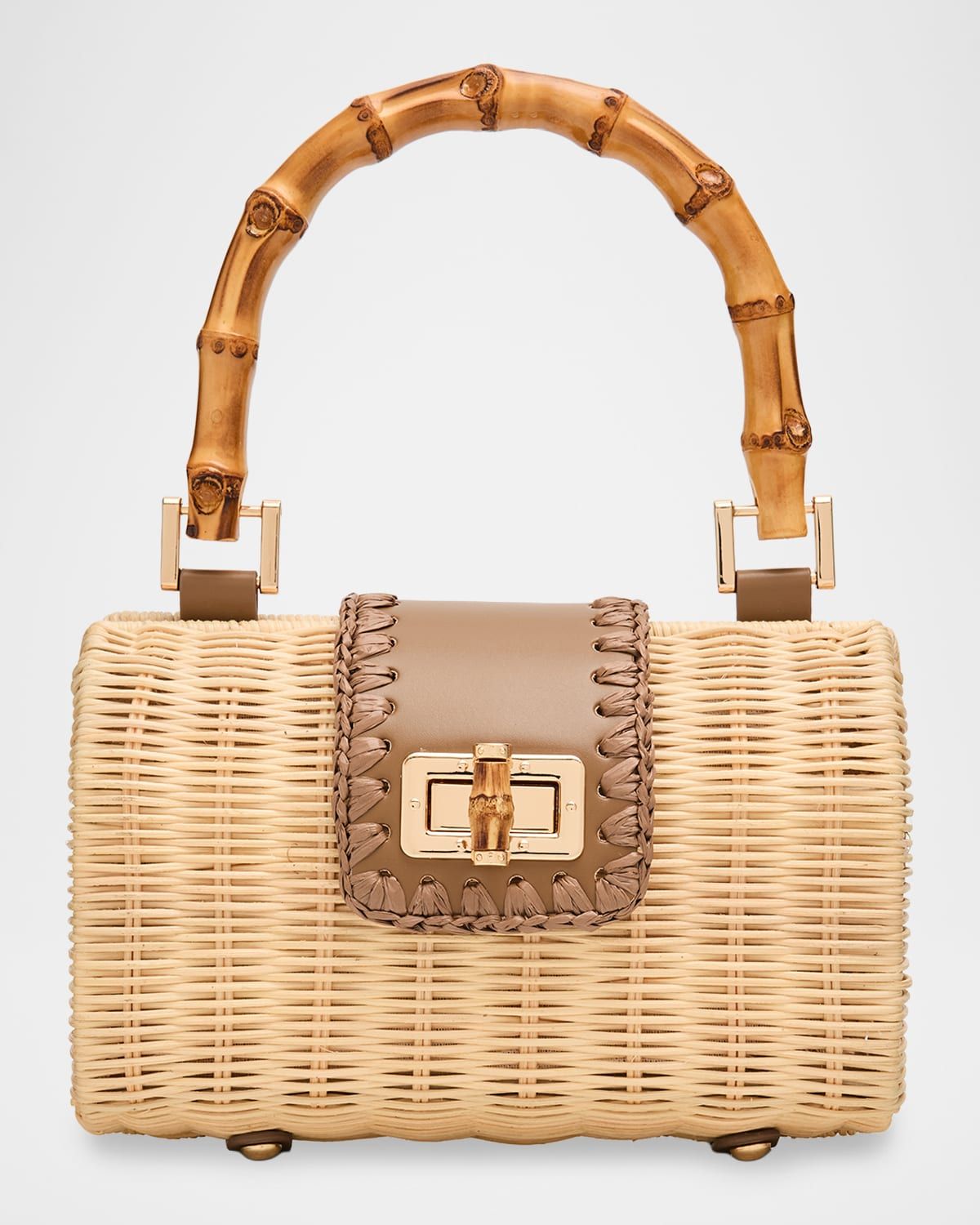 Brandi Woven Rattan Top-Handle Bag