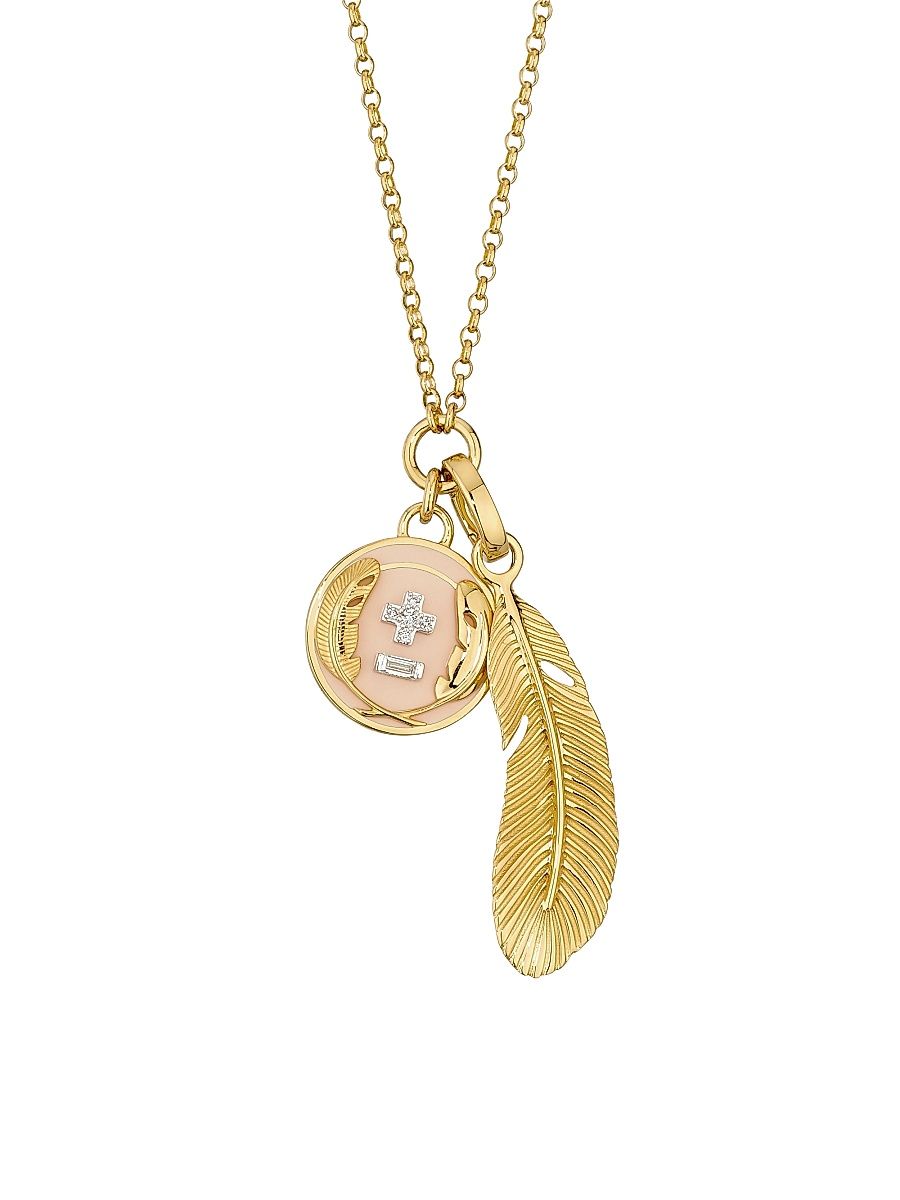 Women's Vivacity 18K Yellow Gold, 0.07 TCW Diamond & Enamel Pendant Necklace - Yellow Gold