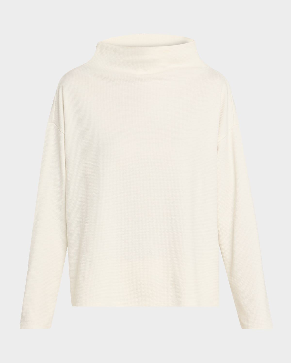 Missy Waffle-Knit Funnel-Neck Sweater