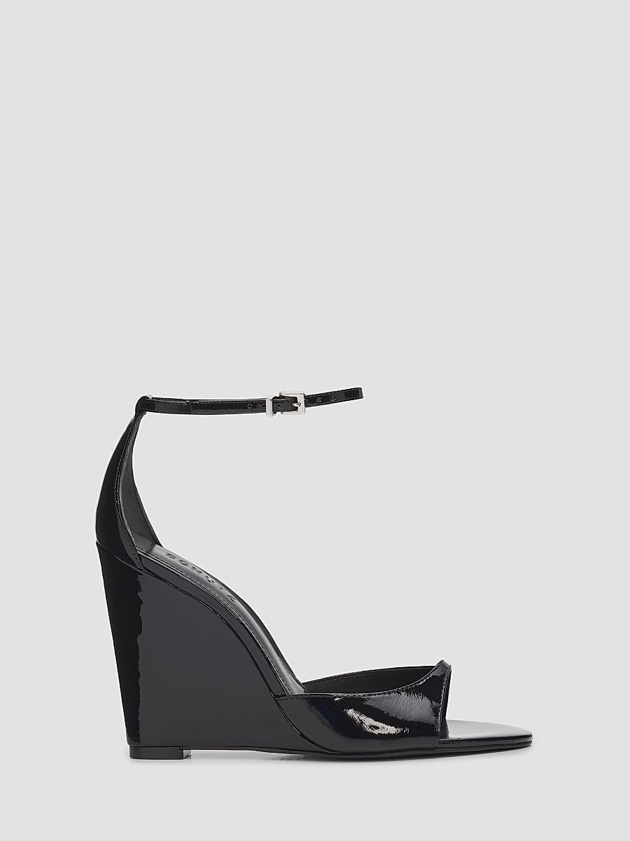 Women's Scarlett 100MM Patent Leather Wedge Sandals - Black - Size 11