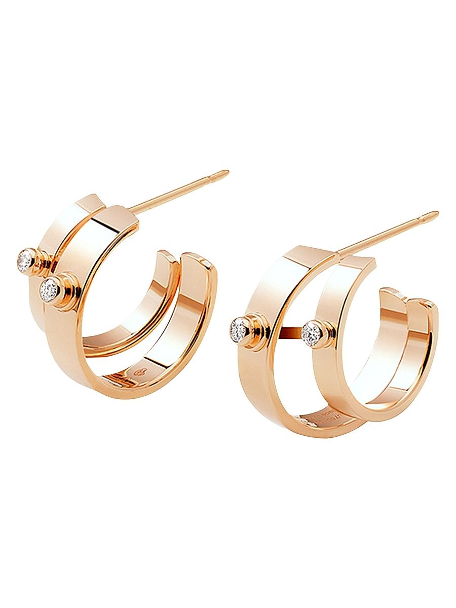 Women's Mood Monday Morning 18K Rose Gold & 0.13 TCW Diamond Double Hoop Earrings - Rose Gold