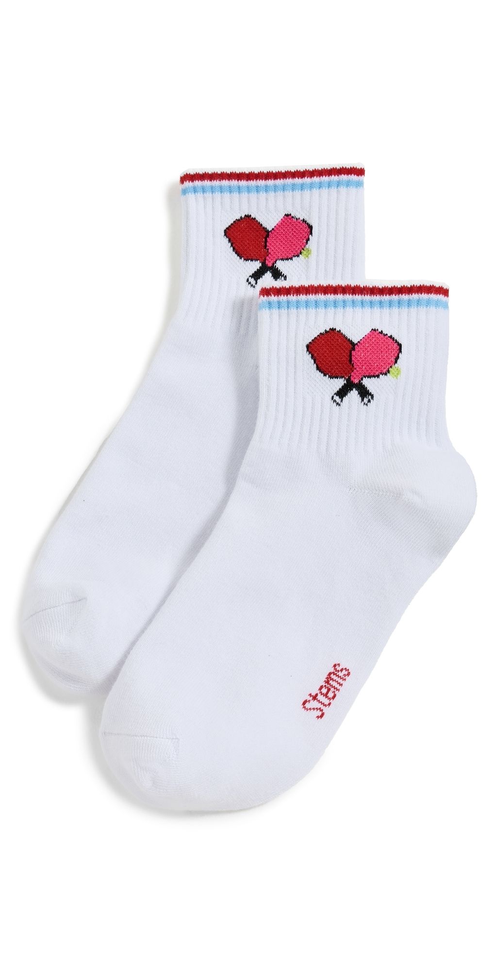 Stems Pickle Ball Ankle Socks Red One Size