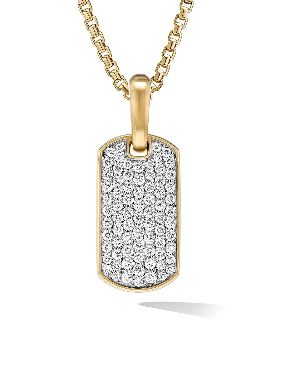 Men's Chevron Tag in 18K Yellow Gold - Diamond
