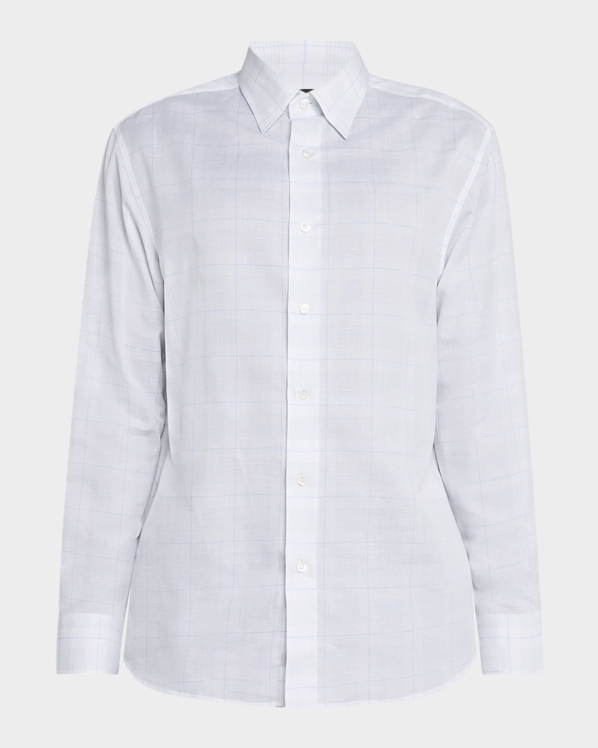 Men & apos;s Cotton and Linen Plaid Sport Shirt