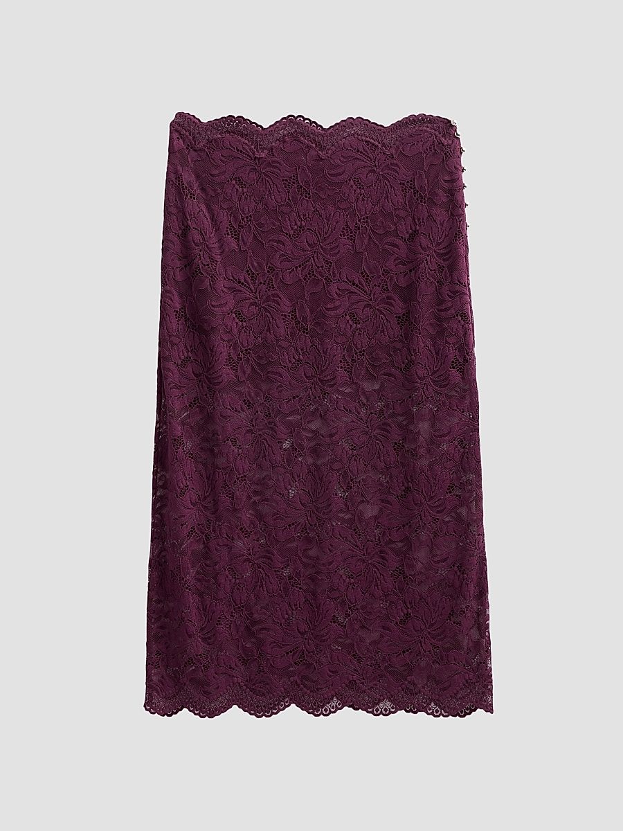 Rabanne Women's Scalloped Lace Midi Skirt - Magenta Purple - Size 10