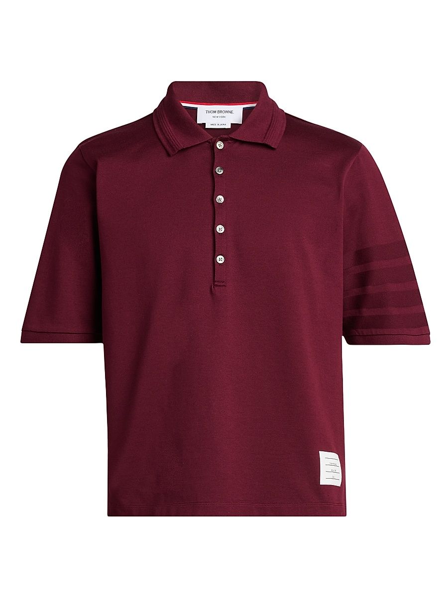 Men's Tonal Ottoman 4 Bar Cotton Polo Shirt - Burgundy - Size XXL