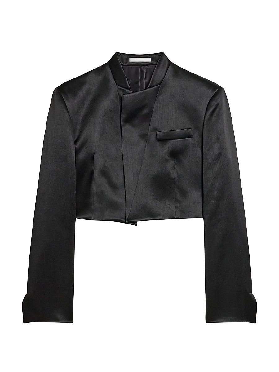 Women's Satin Crop Blazer - Black - Size 12
