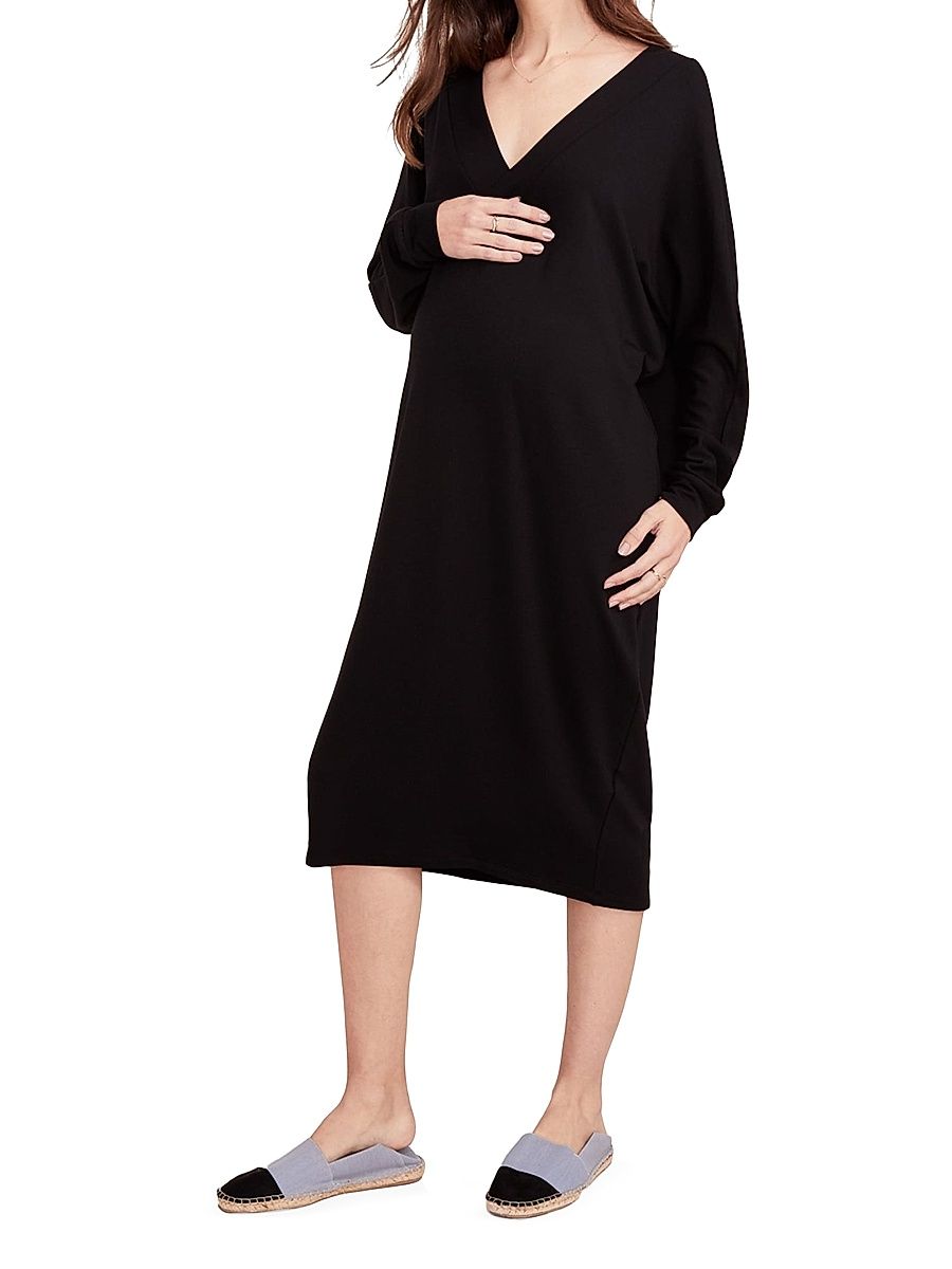 Women's The Visitor Hospital Maternity Nursing Friendly Midi Dress - Black
