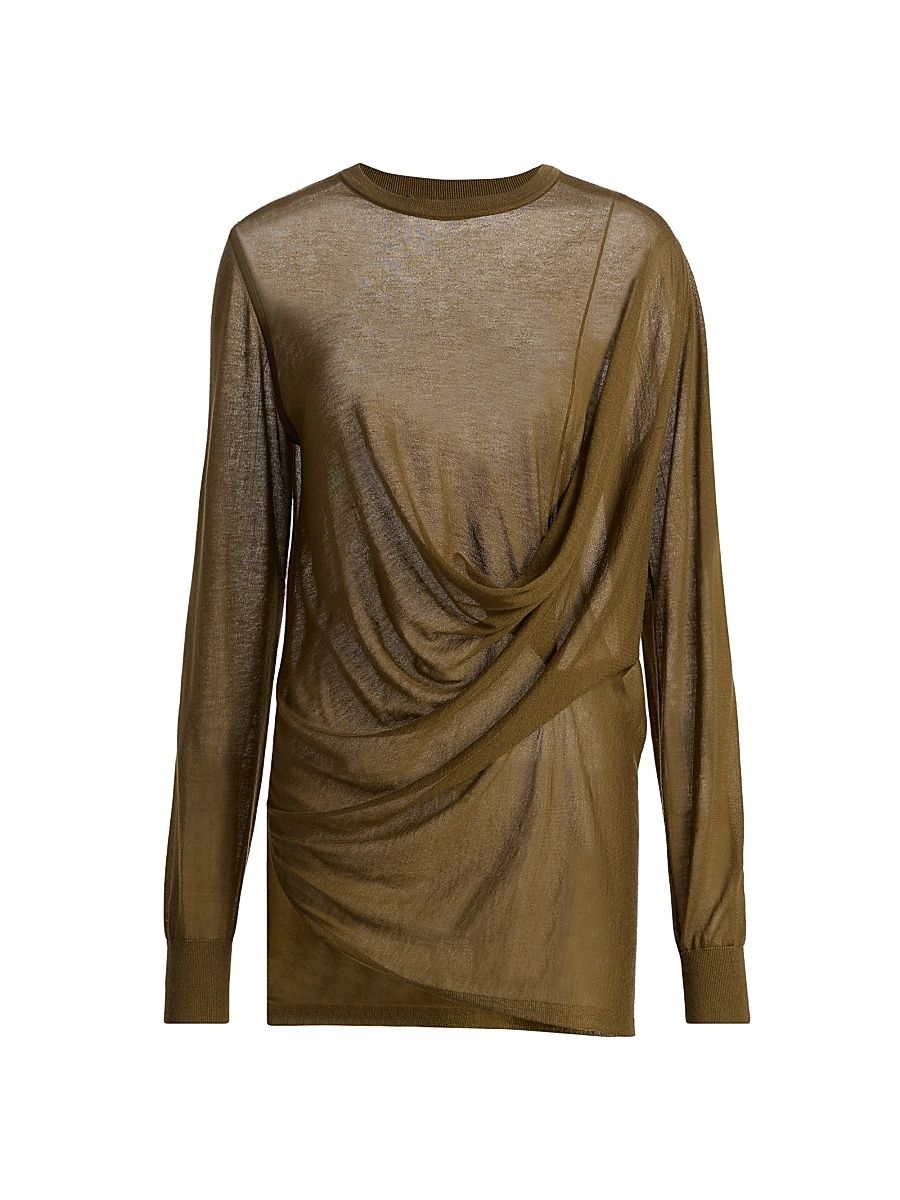 Women's Asymmetric Draped Top - Fennel - Size XL